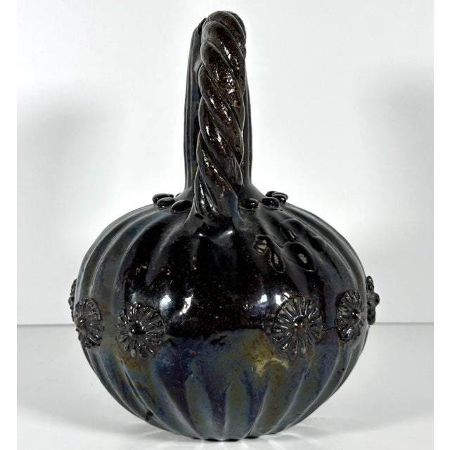 19th Century Antique Lady of Guadalupe Holy Water Pottery Jug For Sale - Image 5 of 10