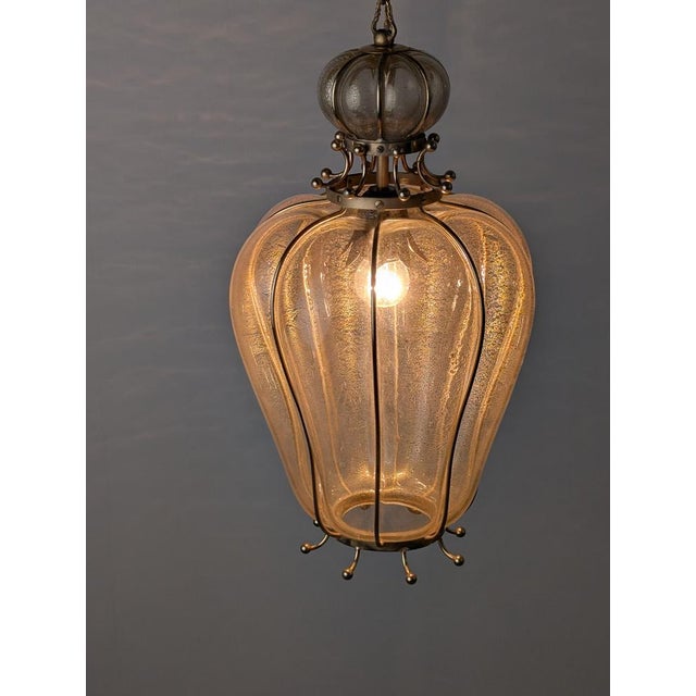 Murano Glass Lantern with Gold Foil and Brass from Barovier & Toso, 1960s For Sale - Image 18 of 18