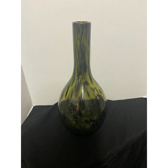1970s Large Green Tortoise Opaque Mid-Century Modern Murano Vase For Sale - Image 11 of 11