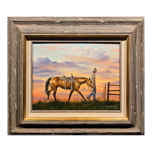 Mark Downey - The Sunset Cowboy & His Horse - Oil Painting