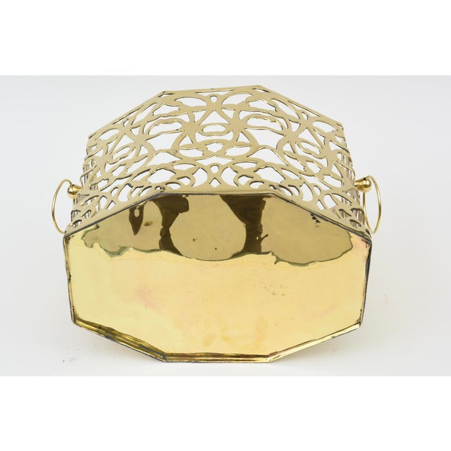 Vintage 1950's Indoor Brass Planter With Scroll Design For Sale - Image 11 of 12