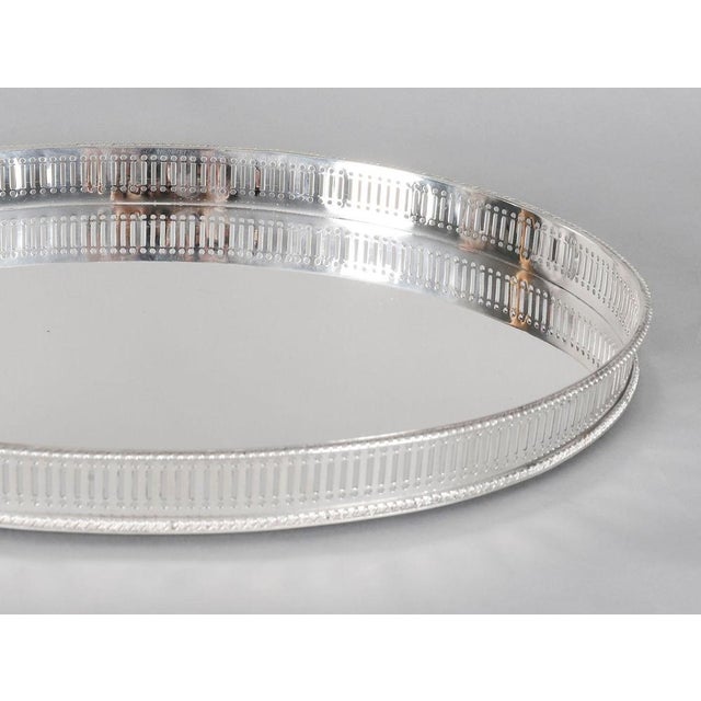 1920s Antique 20th Century Victorian Oval Silver Plated Gallery Tray, 1920s For Sale - Image 5 of 12