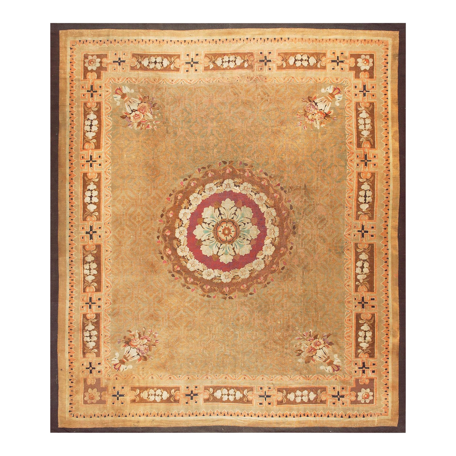 Magnificent Antique Aubusson Rug Openwork Medallion Design French ...