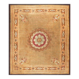 Magnificent Antique Aubusson Rug Openwork Medallion Design French Empire Period
