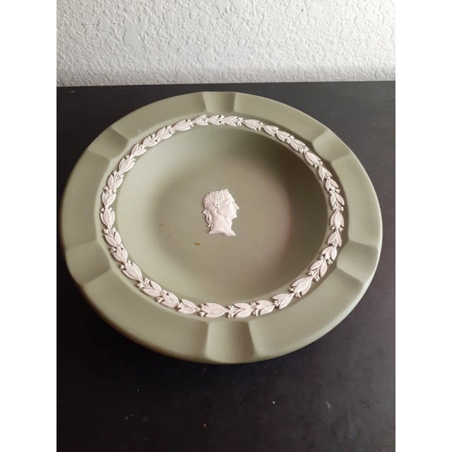 These are GORGEOUS Vintage Wedgewood England 7" Sage Ceramic Ashtray Set of 2. Procured at auction BOX 27