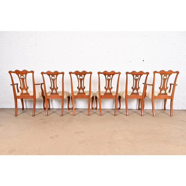 1920s Romweber French Provincial Louis XV Burl Wood Dining Chairs, Set of Six For Sale - Image 5 of 12