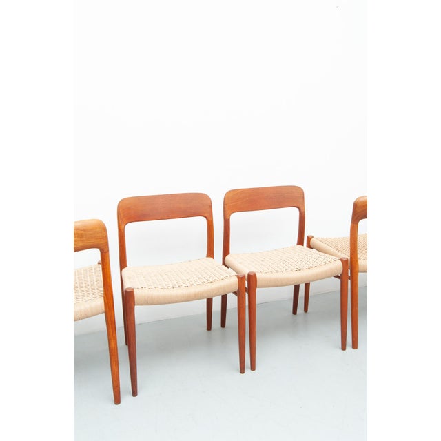 Beige Dining Chairs Model 75 by Niels Otto Møller for J. L. Møller Møbelfabrik, 1950s, Set of 6 For Sale - Image 8 of 16