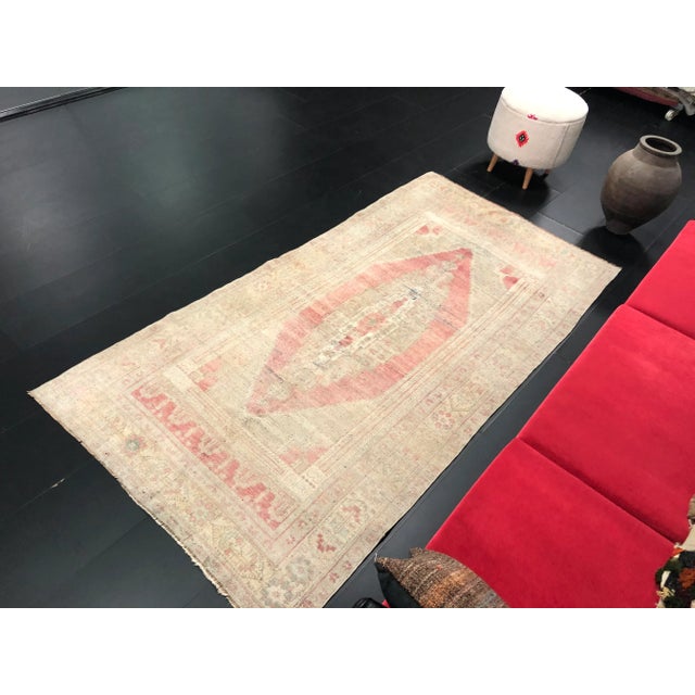 Vintage Distressed Faded Turkish Anatolian Dove Gray and Red Color Rug For Sale - Image 4 of 11