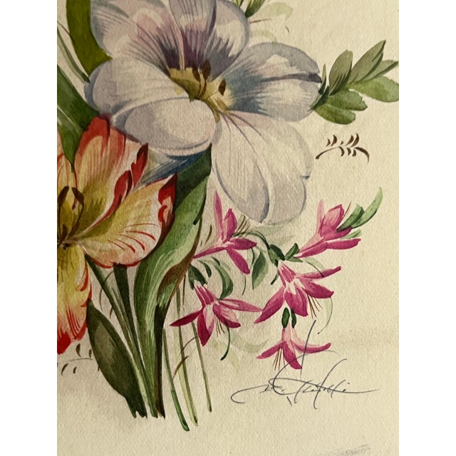 Italian Floral Watercolor Painting by Vittorio Guddittoi For Sale In New York - Image 6 of 6