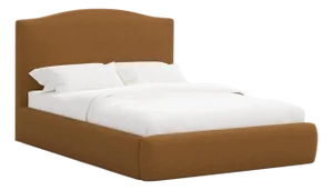 Camille Amber Linen Blend Platform Bed, Full/Double