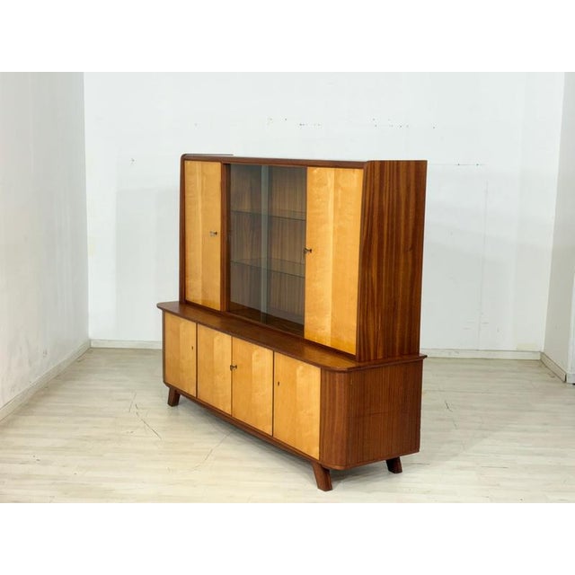 Vintage Bar Cabinet in Birch and Brass For Sale - Image 11 of 18