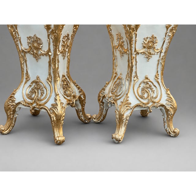 Late 20c Italian Baroque Cream Gold Pedestals - Pair For Sale - Image 4 of 18