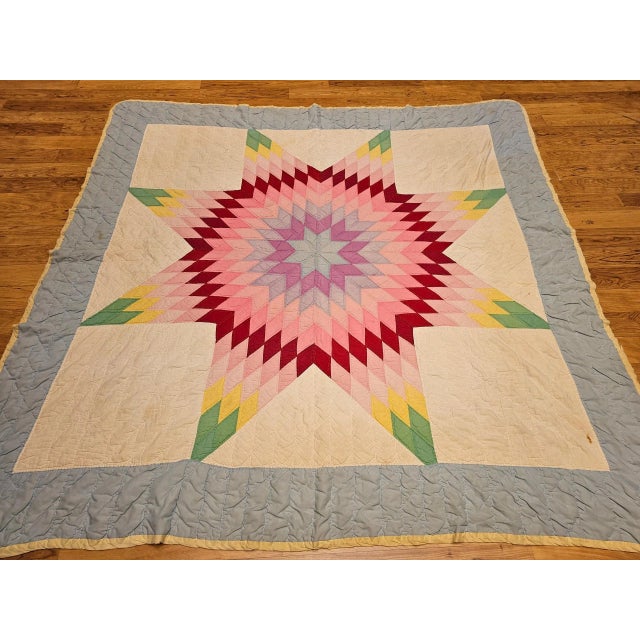 Vintage Hand-Stitched Lone Star Quilt, Early 20th Century For Sale In Chicago - Image 6 of 12
