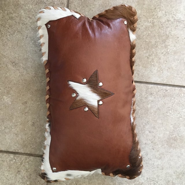 Handmade Leather & Cowhide Lumbar Texas Pillow Chairish