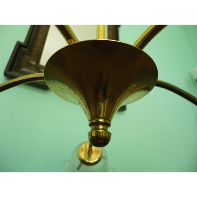 1960s Gold-Plated Metal Chandelier with Opaque Glass Shade, 1960s For Sale - Image 5 of 18