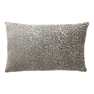 The House of Scalamandré Leopard Lumbar Pillow, Castle Gray For Sale