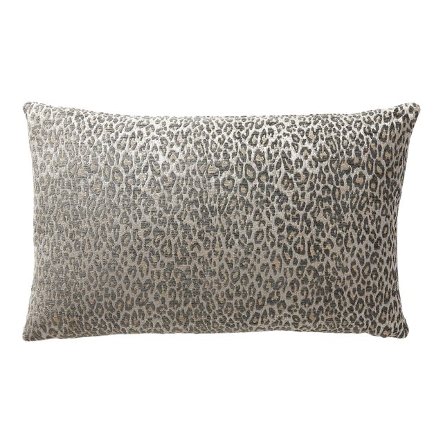 The House of Scalamandré Leopard Lumbar Pillow, Castle Gray For Sale
