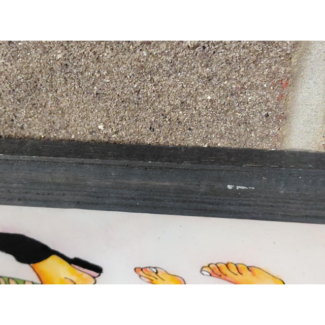 Wood Framed Pair of Punakawan Reverse Glass Painting Scholars' Stroll For Sale - Image 7 of 14