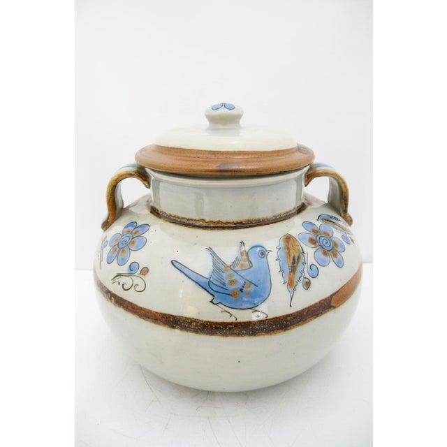 Ken Edwards El Palomar Blue Bird Tonala Pottery Large Canister Bean Pot With Lid For Sale In Portland, OR - Image 6 of 11