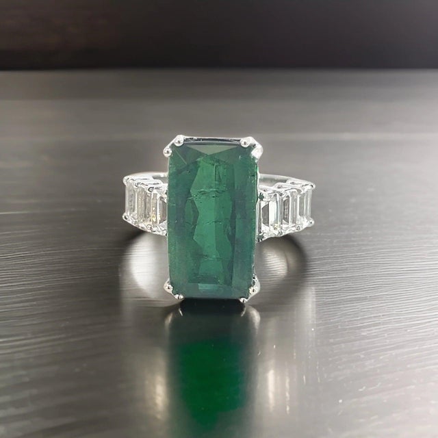 Natural Tourmaline Sapphire Ring 7 14k WG 12.17 TCW Certified For Sale - Image 12 of 18