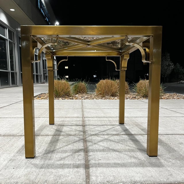 Mastercraft Chinese Chippendale Brass End Table With Fretwork For Sale - Image 10 of 12