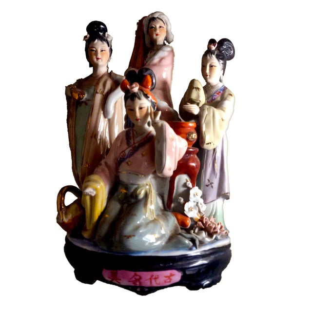 1920's Japanese Hand Painted Porcelain Figurine Geisha Musicians For Sale - Image 10 of 10