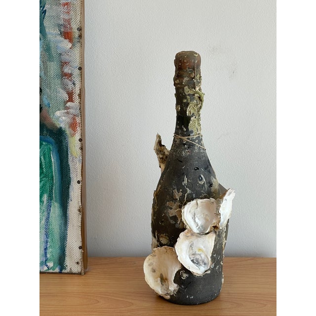 Antique Coastal Champagne Bottle With Organic Oyster Shells For Sale In Miami - Image 6 of 7