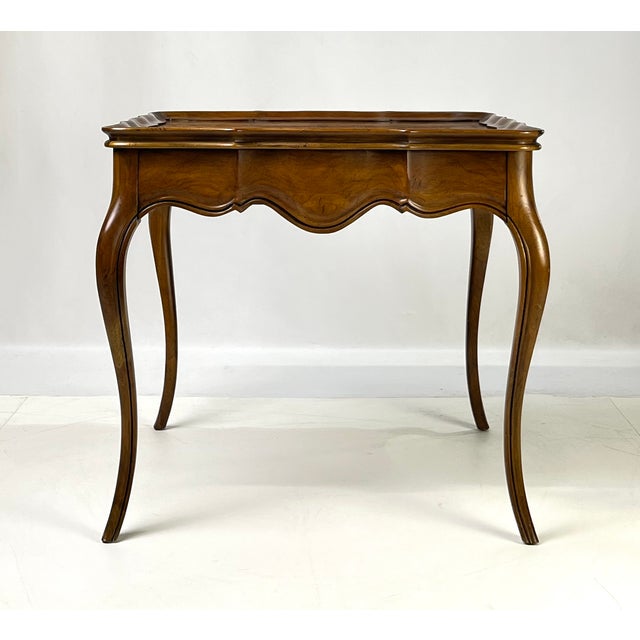 Vintage Baker Furniture French Provincial Louis XV Burl Wood Side Table For Sale - Image 11 of 15