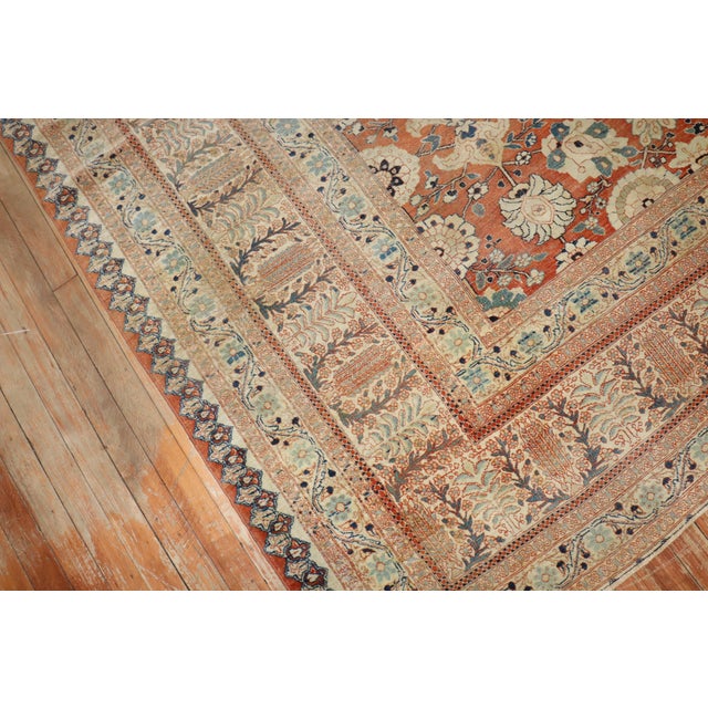 Zabihi Collection Hadji Jalili Tabriz 19th Century Antique Rug - 9'1" x 12'4" For Sale - Image 11 of 12