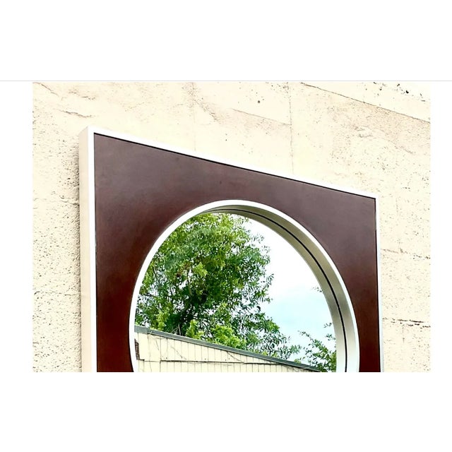 Vintage Contemporary Majestic Company Brushed Chrome Circle Mirror For Sale - Image 11 of 12