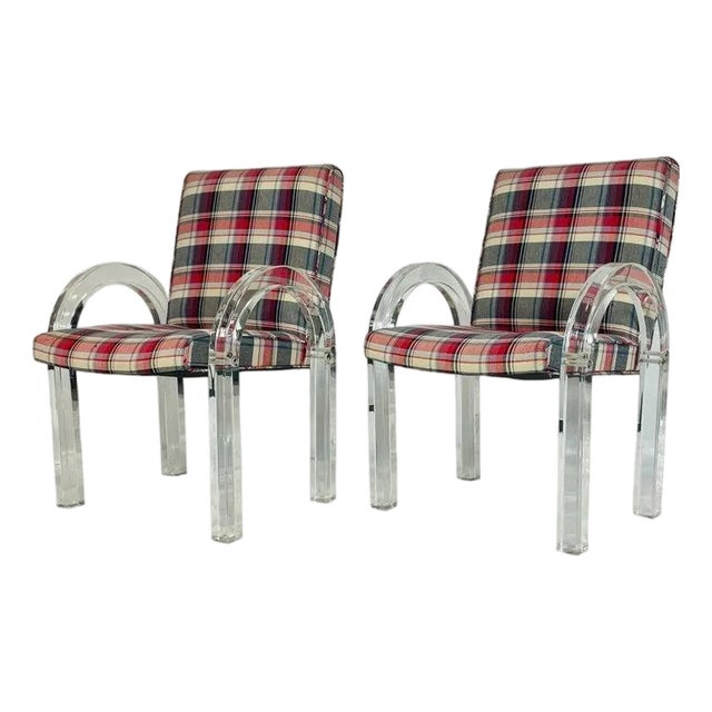 Pair of Lucite “Waterfall” Armchairs by Charles Hollis Jones, Signed 1972 For Sale