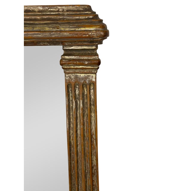 Mid 20th Century Mid 20th Century Neoclassical Style Gilt and Silvered Mirror with Carved Columns For Sale - Image 5 of 18