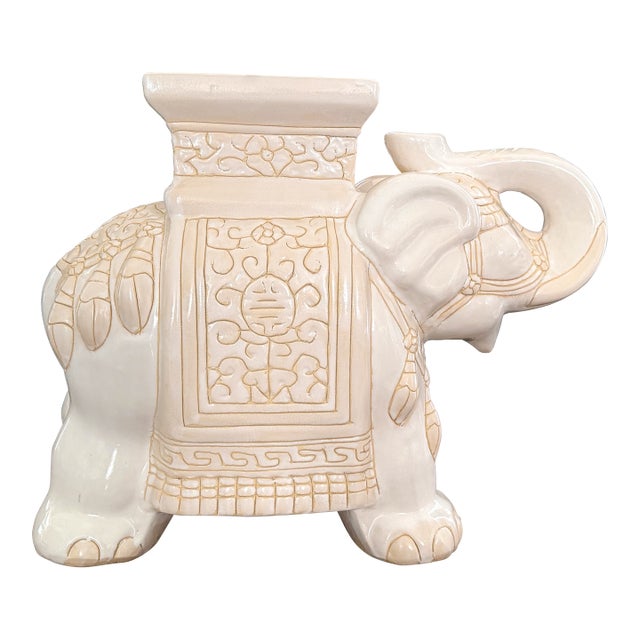 Mid Century Ceramic Elephant Garden Stool or Plant Stand For Sale