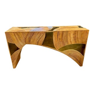 Bamboo and Brass Consoles For Sale