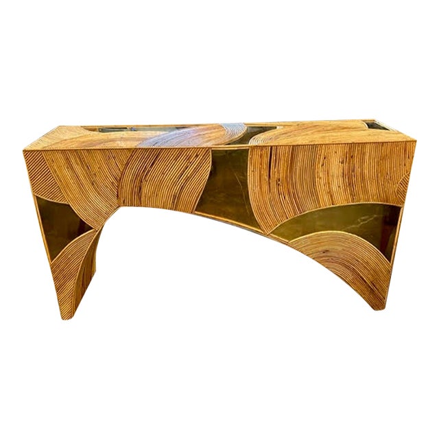Bamboo and Brass Consoles For Sale