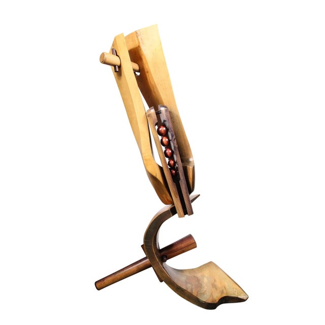 Mid-Century Modernist Hand Carved Walnut & Oak Dowel Pierced Amorphic Sculpture For Sale - Image 13 of 13