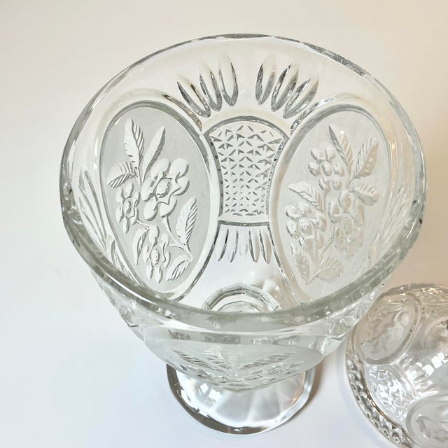 Mid-Century Boho Chic Hollywood Regency Yugoslavia Crystal Urn With Raised Flora Design. For Sale - Image 13 of 13