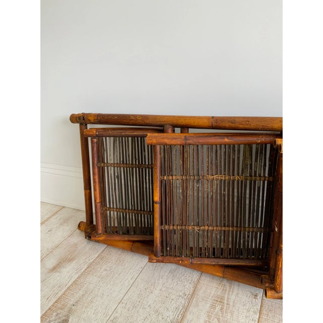 1960s Rustic Cottage-Style Folding Bamboo Etagere For Sale - Image 11 of 13