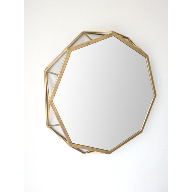 2010s Modern Octagonal Lattice Frame Gold Mirror For Sale - Image 5 of 8
