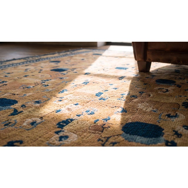 Camel Impressive Camel Background Color With Traditional Ming Style Antique Chinese Ningxia Rug For Sale - Image 8 of 8