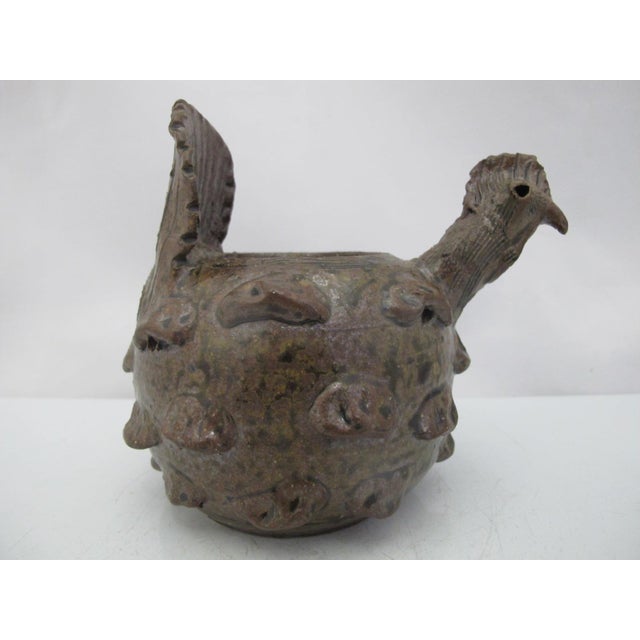 Grace Nell Hewell (1933–2016) Southern folk art figural ceramic vessel shaped like a rooster or chicken, featuring a...