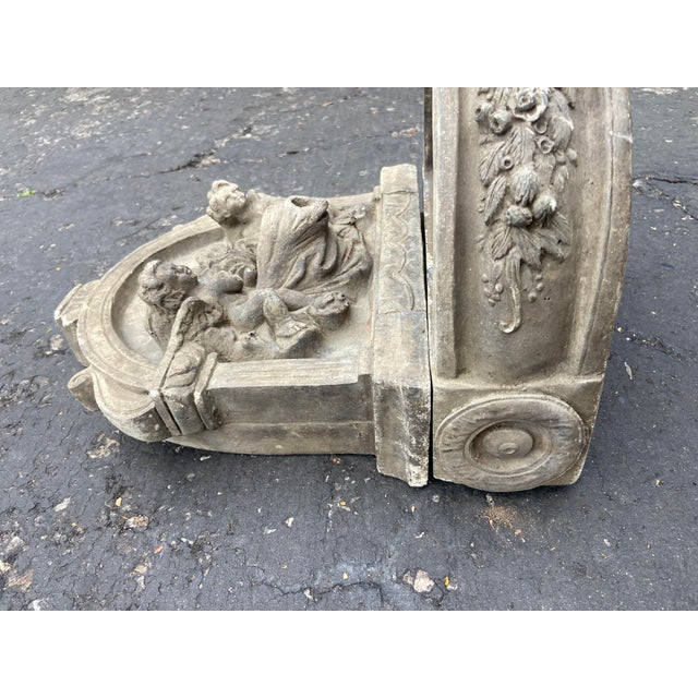 Late 20th Century Vintage Table Top Cast Stone Garden Fountain For Sale - Image 5 of 14
