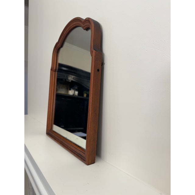 Late 19th Century Antique Scalloped Wood French Country Traditional Small Wall Mirror For Sale - Image 5 of 13