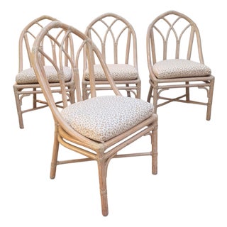 Vintage McGuire Cathedral Cerused Rattan Dining Chairs – Set of 4 For Sale