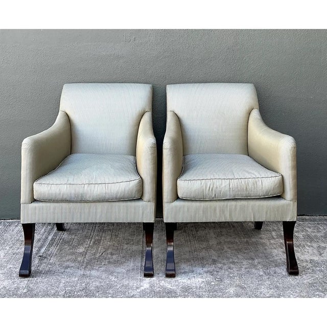 Vintage Rose Tarlow Melrose House “Sabre Leg” Lounge Chairs - A Pair For Sale - Image 11 of 12