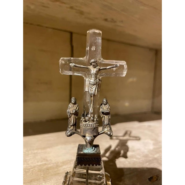 18th Century Italian Baroque Silver and Rock Crystal Crucifix For Sale In New York - Image 6 of 12