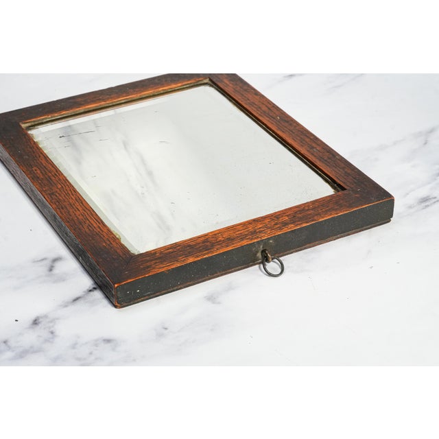Wood Wonderful Small Antique Wood Frame Beveled Wall Mirror Home Decor For Sale - Image 7 of 10