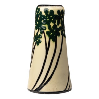 Vintage Italian Ceramic Vase with Plant Motifs, 1950s For Sale