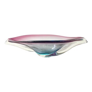 Large Murano Glass Centerpiece Bowl by Sommerso For Sale