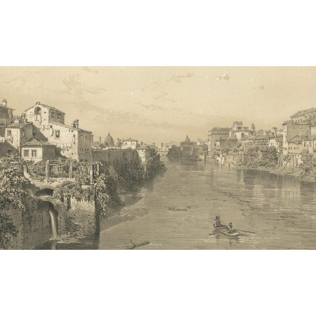 Mid 19th Century After Bayot, Rome Tiber View from Ponte Sisto, 1869, Print For Sale - Image 5 of 9